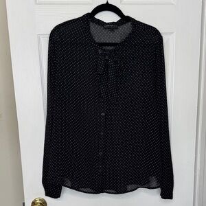 Forever 21+ Black and White Polka Dot Long Sleeve Blouse Sz 3X